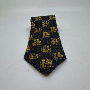 Jean Paul Giraud Egyptian Hieroglyphics Blue Silk Necktie